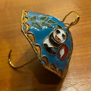 CLOISONNE Enamelled Panda Bear Parasol Umbrella Miniature